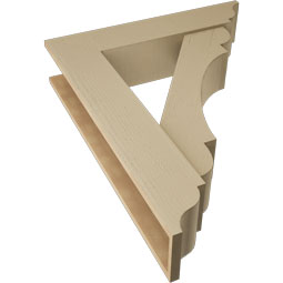 Ekena Millwork - BKTUR0756X34X42OLY01RCPR - Timberthane Faux Wood Olympic Style Bracket w/ Offset Brace, Traditional Ends, 7 1/2"W x 34"D x 42"H, Primed Tan