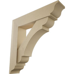 Ekena Millwork - BKTUR0756X36X36OLY01RCPR - Timberthane Faux Wood Olympic Style Bracket w/ Offset Brace, Traditional Ends, 7 1/2"W x 36"D x 36"H, Primed Tan