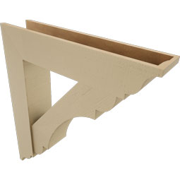 Ekena Millwork - BKTUR0756X36X40OLY01RCPR - Timberthane Faux Wood Olympic Style Bracket w/ Offset Brace, Traditional Ends, 7 1/2"W x 36"D x 40"H, Primed Tan