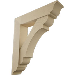 Ekena Millwork - BKTUR0756X36X40OLY01RCPR - Timberthane Faux Wood Olympic Style Bracket w/ Offset Brace, Traditional Ends, 7 1/2"W x 36"D x 40"H, Primed Tan