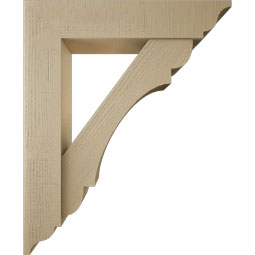 Ekena Millwork - BKTUR0756X36X44OLY01RCPR - Timberthane Faux Wood Olympic Style Bracket w/ Offset Brace, Traditional Ends, 7 1/2"W x 36"D x 44"H, Primed Tan
