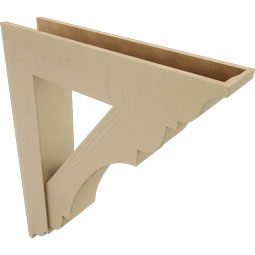 Ekena Millwork - BKTUR0756X36X44OLY01RCPR - Timberthane Faux Wood Olympic Style Bracket w/ Offset Brace, Traditional Ends, 7 1/2"W x 36"D x 44"H, Primed Tan