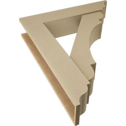 Ekena Millwork - BKTUR0756X36X44OLY01RCPR - Timberthane Faux Wood Olympic Style Bracket w/ Offset Brace, Traditional Ends, 7 1/2"W x 36"D x 44"H, Primed Tan