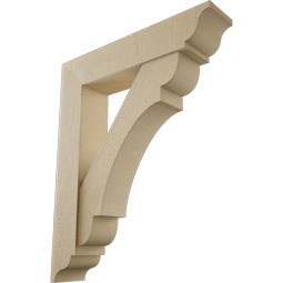 Ekena Millwork - BKTUR0756X36X44OLY01RCPR - Timberthane Faux Wood Olympic Style Bracket w/ Offset Brace, Traditional Ends, 7 1/2"W x 36"D x 44"H, Primed Tan