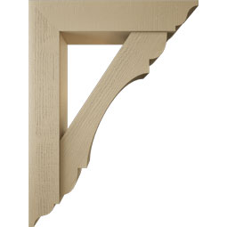 Ekena Millwork - BKTUR0756X36X48OLY01RCPR - Timberthane Faux Wood Olympic Style Bracket w/ Offset Brace, Traditional Ends, 7 1/2"W x 36"D x 48"H, Primed Tan