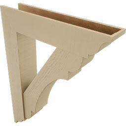 Ekena Millwork - BKTUR0756X36X48OLY01RCPR - Timberthane Faux Wood Olympic Style Bracket w/ Offset Brace, Traditional Ends, 7 1/2"W x 36"D x 48"H, Primed Tan