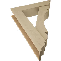 Ekena Millwork - BKTUR0756X36X48OLY01RCPR - Timberthane Faux Wood Olympic Style Bracket w/ Offset Brace, Traditional Ends, 7 1/2"W x 36"D x 48"H, Primed Tan