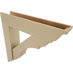 Ekena Millwork - BKTUR0756X38X38OLY01RCPR - Timberthane Faux Wood Olympic Style Bracket w/ Offset Brace, Traditional Ends, 7 1/2"W x 38"D x 38"H, Primed Tan