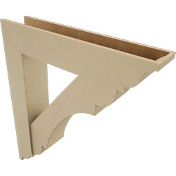 Ekena Millwork - BKTUR0756X38X44OLY01RCPR - Timberthane Faux Wood Olympic Style Bracket w/ Offset Brace, Traditional Ends, 7 1/2"W x 38"D x 44"H, Primed Tan