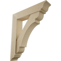 Ekena Millwork - BKTUR0756X38X44OLY01RCPR - Timberthane Faux Wood Olympic Style Bracket w/ Offset Brace, Traditional Ends, 7 1/2"W x 38"D x 44"H, Primed Tan