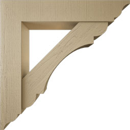 Ekena Millwork - BKTUR0756X40X40OLY01RCPR - Timberthane Faux Wood Olympic Style Bracket w/ Offset Brace, Traditional Ends, 7 1/2"W x 40"D x 40"H, Primed Tan