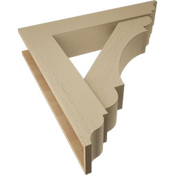 Ekena Millwork - BKTUR0756X40X40OLY01RCPR - Timberthane Faux Wood Olympic Style Bracket w/ Offset Brace, Traditional Ends, 7 1/2"W x 40"D x 40"H, Primed Tan