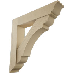 Ekena Millwork - BKTUR0756X40X40OLY01RCPR - Timberthane Faux Wood Olympic Style Bracket w/ Offset Brace, Traditional Ends, 7 1/2"W x 40"D x 40"H, Primed Tan