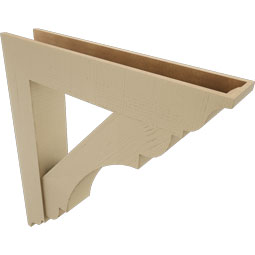 Ekena Millwork - BKTUR0756X40X44OLY01RCPR - Timberthane Faux Wood Olympic Style Bracket w/ Offset Brace, Traditional Ends, 7 1/2"W x 40"D x 44"H, Primed Tan