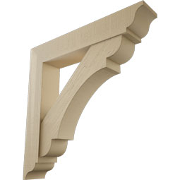 Ekena Millwork - BKTUR0756X42X42OLY01RCPR - Timberthane Faux Wood Olympic Style Bracket w/ Offset Brace, Traditional Ends, 7 1/2"W x 42"D x 42"H, Primed Tan