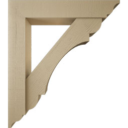 Ekena Millwork - BKTUR0756X42X48OLY01RCPR - Timberthane Faux Wood Olympic Style Bracket w/ Offset Brace, Traditional Ends, 7 1/2"W x 42"D x 48"H, Primed Tan