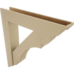 Ekena Millwork - BKTUR0756X42X48OLY01RCPR - Timberthane Faux Wood Olympic Style Bracket w/ Offset Brace, Traditional Ends, 7 1/2"W x 42"D x 48"H, Primed Tan