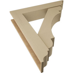 Ekena Millwork - BKTUR0756X42X48OLY01RCPR - Timberthane Faux Wood Olympic Style Bracket w/ Offset Brace, Traditional Ends, 7 1/2"W x 42"D x 48"H, Primed Tan