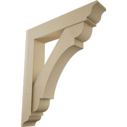 Ekena Millwork - BKTUR0756X42X48OLY01RCPR - Timberthane Faux Wood Olympic Style Bracket w/ Offset Brace, Traditional Ends, 7 1/2"W x 42"D x 48"H, Primed Tan