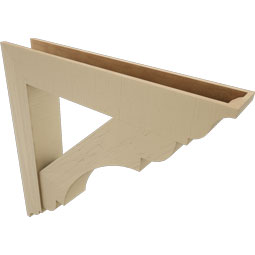 Ekena Millwork - BKTUR0756X44X44OLY01RCPR - Timberthane Faux Wood Olympic Style Bracket w/ Offset Brace, Traditional Ends, 7 1/2"W x 44"D x 44"H, Primed Tan