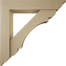 Ekena Millwork - BKTUR0756X46X46OLY01RCPR - Timberthane Faux Wood Olympic Style Bracket w/ Offset Brace, Traditional Ends, 7 1/2"W x 46"D x 46"H, Primed Tan