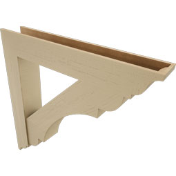 Ekena Millwork - BKTUR0756X46X46OLY01RCPR - Timberthane Faux Wood Olympic Style Bracket w/ Offset Brace, Traditional Ends, 7 1/2"W x 46"D x 46"H, Primed Tan