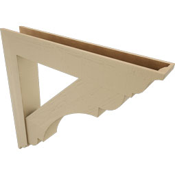 Ekena Millwork - BKTUR0756X48X48OLY01RCPR - Timberthane Faux Wood Olympic Style Bracket w/ Offset Brace, Traditional Ends, 7 1/2"W x 48"D x 48"H, Primed Tan