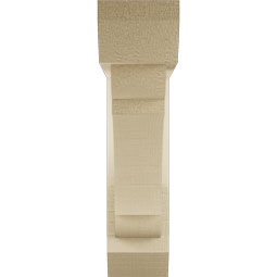 Ekena Millwork - BKTUR0352X14X14OLY06RCPR - Timberthane Faux Wood Olympic Style Bracket w/ Offset Brace, Slat Ends, 3 1/2"W x 14"D x 14"H, Primed Tan