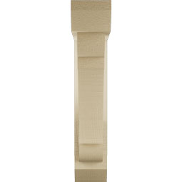Ekena Millwork - BKTUR0352X14X18OLY06RCPR - Timberthane Faux Wood Olympic Style Bracket w/ Offset Brace, Slat Ends, 3 1/2"W x 14"D x 18"H, Primed Tan