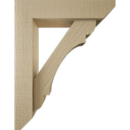 Ekena Millwork - BKTUR0352X14X18OLY06RCPR - Timberthane Faux Wood Olympic Style Bracket w/ Offset Brace, Slat Ends, 3 1/2"W x 14"D x 18"H, Primed Tan