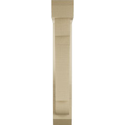 Ekena Millwork - BKTUR0352X14X22OLY06RCPR - Timberthane Faux Wood Olympic Style Bracket w/ Offset Brace, Slat Ends, 3 1/2"W x 14"D x 22"H, Primed Tan