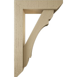 Ekena Millwork - BKTUR0352X14X22OLY06RCPR - Timberthane Faux Wood Olympic Style Bracket w/ Offset Brace, Slat Ends, 3 1/2"W x 14"D x 22"H, Primed Tan