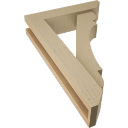 Ekena Millwork - BKTUR0352X14X22OLY06RCPR - Timberthane Faux Wood Olympic Style Bracket w/ Offset Brace, Slat Ends, 3 1/2"W x 14"D x 22"H, Primed Tan