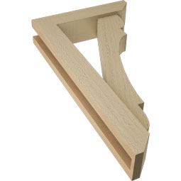 Ekena Millwork - BKTUR0352X14X26OLY06RCPR - Timberthane Faux Wood Olympic Style Bracket w/ Offset Brace, Slat Ends, 3 1/2"W x 14"D x 26"H, Primed Tan