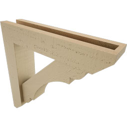 Ekena Millwork - BKTUR0352X16X16OLY06RCPR - Timberthane Faux Wood Olympic Style Bracket w/ Offset Brace, Slat Ends, 3 1/2"W x 16"D x 16"H, Primed Tan