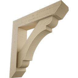 Ekena Millwork - BKTUR0352X16X16OLY06RCPR - Timberthane Faux Wood Olympic Style Bracket w/ Offset Brace, Slat Ends, 3 1/2"W x 16"D x 16"H, Primed Tan