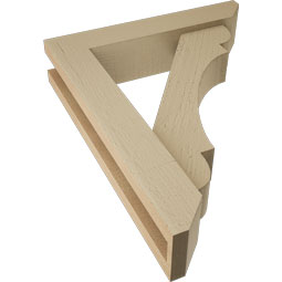 Ekena Millwork - BKTUR0352X16X20OLY06RCPR - Timberthane Faux Wood Olympic Style Bracket w/ Offset Brace, Slat Ends, 3 1/2"W x 16"D x 20"H, Primed Tan