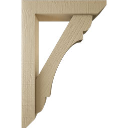 Ekena Millwork - BKTUR0352X16X24OLY06RCPR - Timberthane Faux Wood Olympic Style Bracket w/ Offset Brace, Slat Ends, 3 1/2"W x 16"D x 24"H, Primed Tan