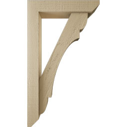 Ekena Millwork - BKTUR0352X16X28OLY06RCPR - Timberthane Faux Wood Olympic Style Bracket w/ Offset Brace, Slat Ends, 3 1/2"W x 16"D x 28"H, Primed Tan