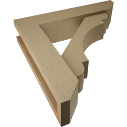 Ekena Millwork - BKTUROOLY22 - Timberthane Rough Cedar Faux Wood Olympic Slat Bracket w/ Offset Brace