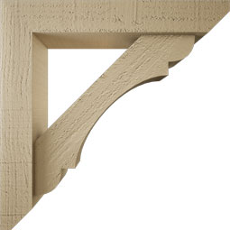 Ekena Millwork - BKTUR0352X18X18OLY06RCPR - Timberthane Faux Wood Olympic Style Bracket w/ Offset Brace, Slat Ends, 3 1/2"W x 18"D x 18"H, Primed Tan