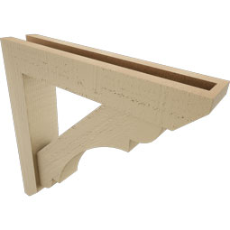 Ekena Millwork - BKTUR0352X18X18OLY06RCPR - Timberthane Faux Wood Olympic Style Bracket w/ Offset Brace, Slat Ends, 3 1/2"W x 18"D x 18"H, Primed Tan
