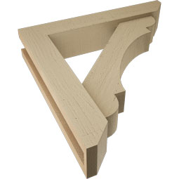 Ekena Millwork - BKTUR0352X18X18OLY06RCPR - Timberthane Faux Wood Olympic Style Bracket w/ Offset Brace, Slat Ends, 3 1/2"W x 18"D x 18"H, Primed Tan