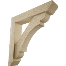 Ekena Millwork - BKTUR0352X18X18OLY06RCPR - Timberthane Faux Wood Olympic Style Bracket w/ Offset Brace, Slat Ends, 3 1/2"W x 18"D x 18"H, Primed Tan