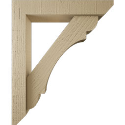 Ekena Millwork - BKTUR0352X18X22OLY06RCPR - Timberthane Faux Wood Olympic Style Bracket w/ Offset Brace, Slat Ends, 3 1/2"W x 18"D x 22"H, Primed Tan