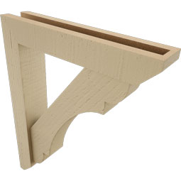 Ekena Millwork - BKTUR0352X18X22OLY06RCPR - Timberthane Faux Wood Olympic Style Bracket w/ Offset Brace, Slat Ends, 3 1/2"W x 18"D x 22"H, Primed Tan