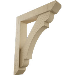 Ekena Millwork - BKTUR0352X18X22OLY06RCPR - Timberthane Faux Wood Olympic Style Bracket w/ Offset Brace, Slat Ends, 3 1/2"W x 18"D x 22"H, Primed Tan