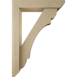 Ekena Millwork - BKTUR0352X18X26OLY06RCPR - Timberthane Faux Wood Olympic Style Bracket w/ Offset Brace, Slat Ends, 3 1/2"W x 18"D x 26"H, Primed Tan
