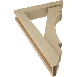 Ekena Millwork - BKTUR0352X18X26OLY06RCPR - Timberthane Faux Wood Olympic Style Bracket w/ Offset Brace, Slat Ends, 3 1/2"W x 18"D x 26"H, Primed Tan
