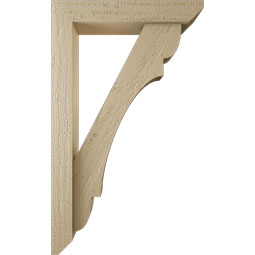 Ekena Millwork - BKTUR0352X18X30OLY06RCPR - Timberthane Faux Wood Olympic Style Bracket w/ Offset Brace, Slat Ends, 3 1/2"W x 18"D x 30"H, Primed Tan